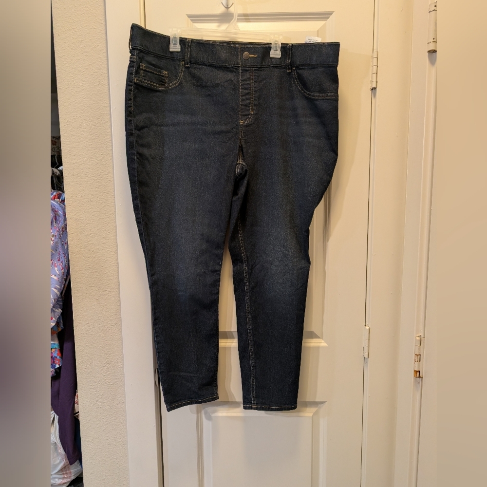 Dark Blue Plus Lee Pull On Denim Jeans